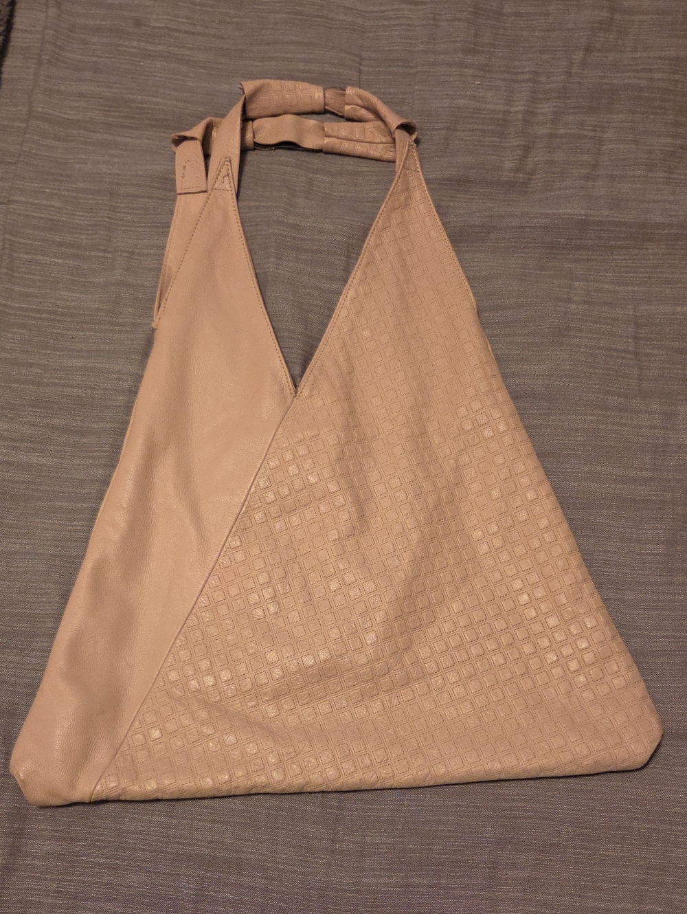 Laura DiMaggio Leather Light Blush Pink Triangle Tote Handbag